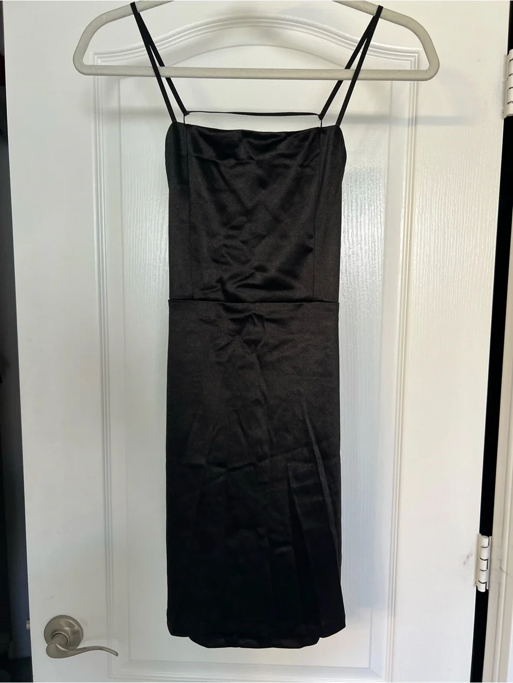 Classic Black Spaghetti-Strap Backless Mini Dress